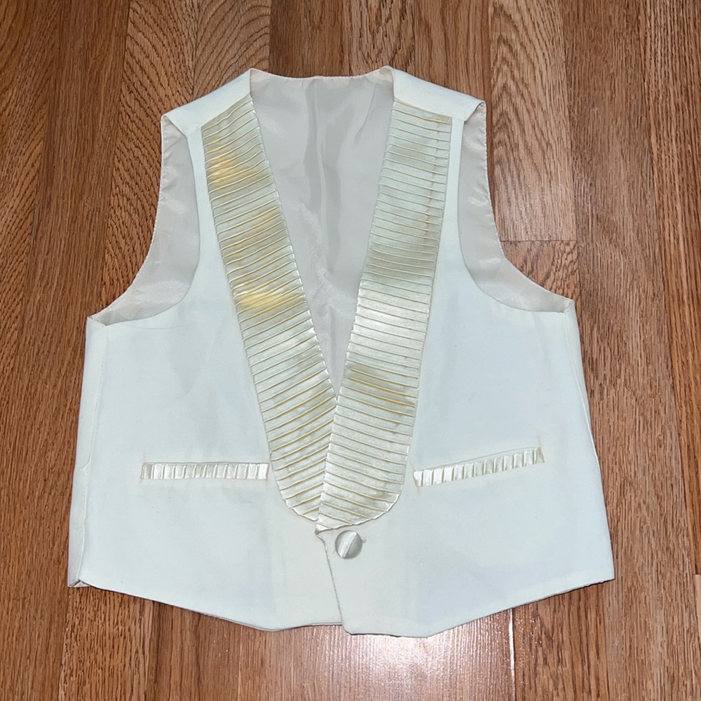Cream Formal Vintage Kids Vest Satin Silk